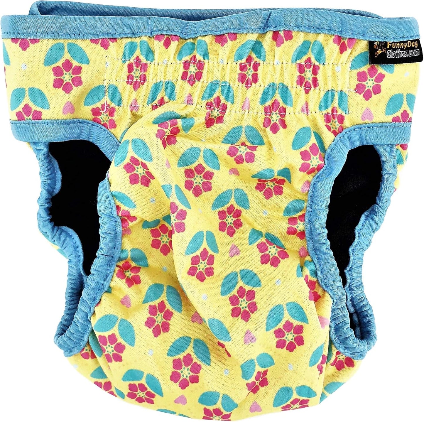Pack of 3 Female Dog Diapers with 4 - Layers of Absorbent Pads Cat Panties Waterproof Leak Proof Washable (XS: Waist 8" - 12", Neon Pattern)