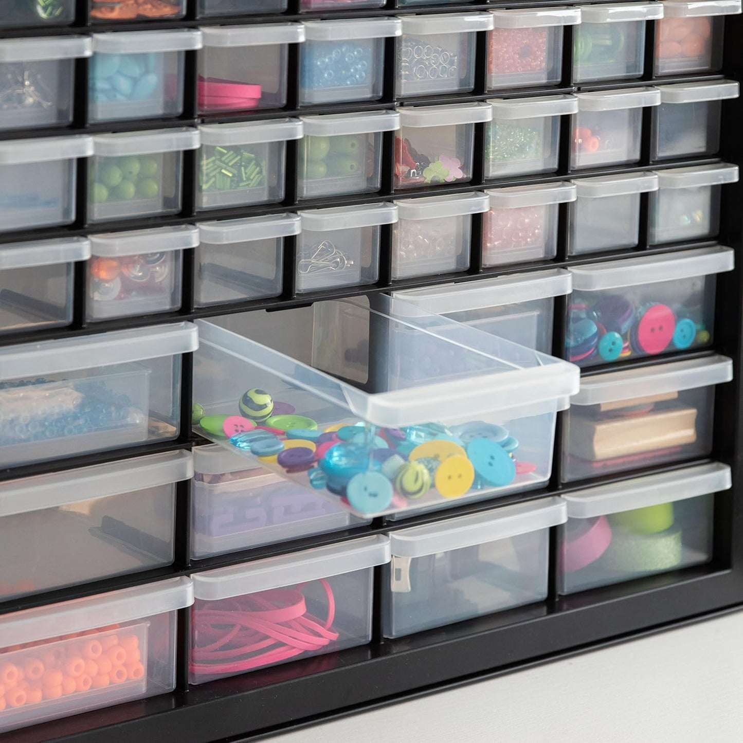 IRIS USA Small Parts Storage, Made in USA, Cabinet, 44-Drawer Organizer for Screws, Nuts, Bolts, Electronics, Hardware, Beads, Crafts, Building Bricks, Stackable Garage Storage – Black