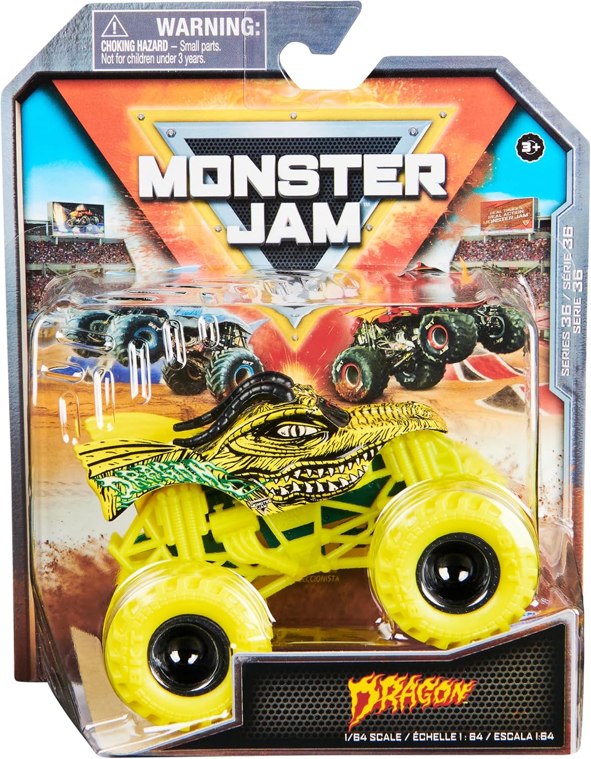 Monster Jam, Official Dragon Monster Truck, Die-Cast Vehicle, 1:64 Scale, Kids Toys for Boys Ages 3 and up