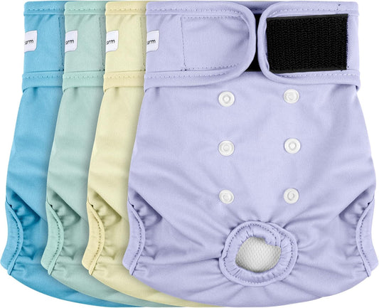 4 Pack Reusable Female Dog Diaper, Highly Absorbent Doggie Diapers for Female Dogs, Dog Diaper Small, Yellow