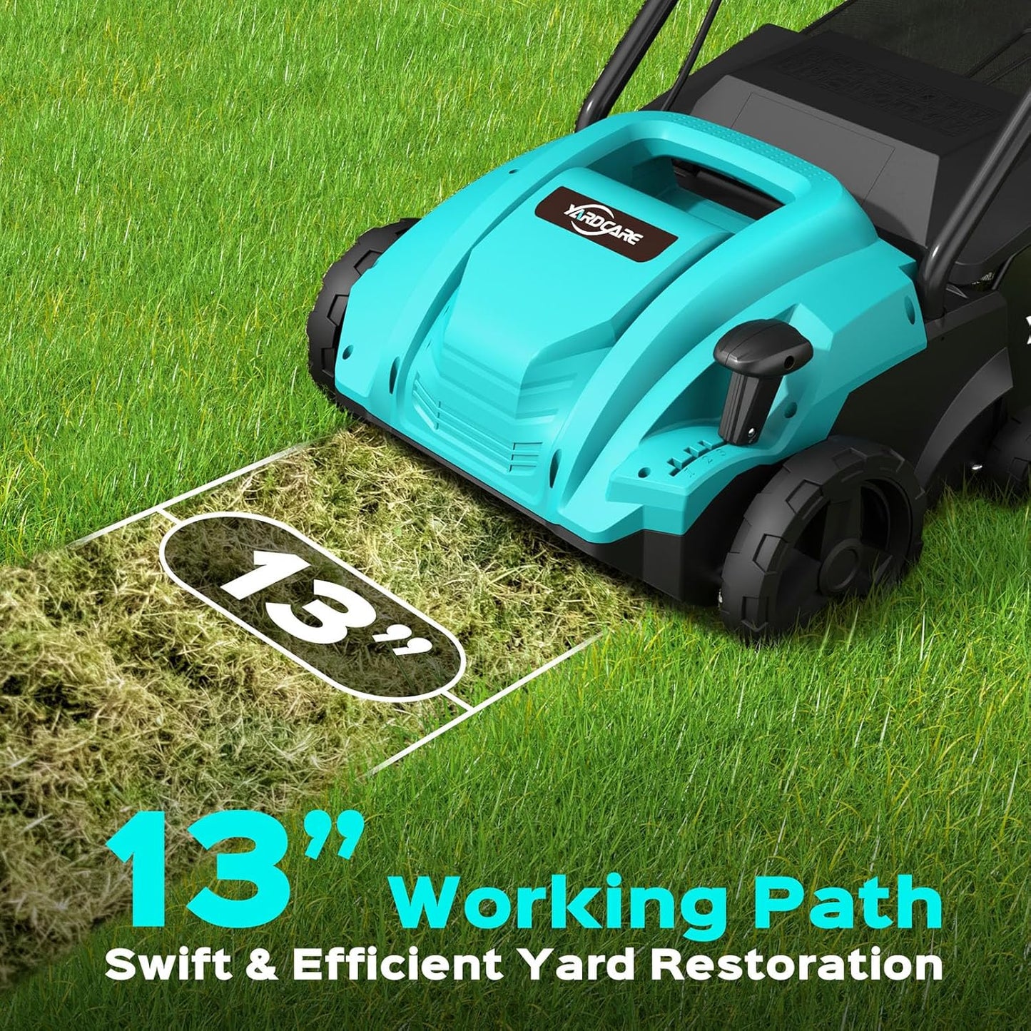 13-Inch 2-in-1 Electric Dethatcher & Scarifier, 12 Amp Lawn Tool with 8 Gal Collection Bag, Adjustable Depth, Powerful Motor for Healthier Grass