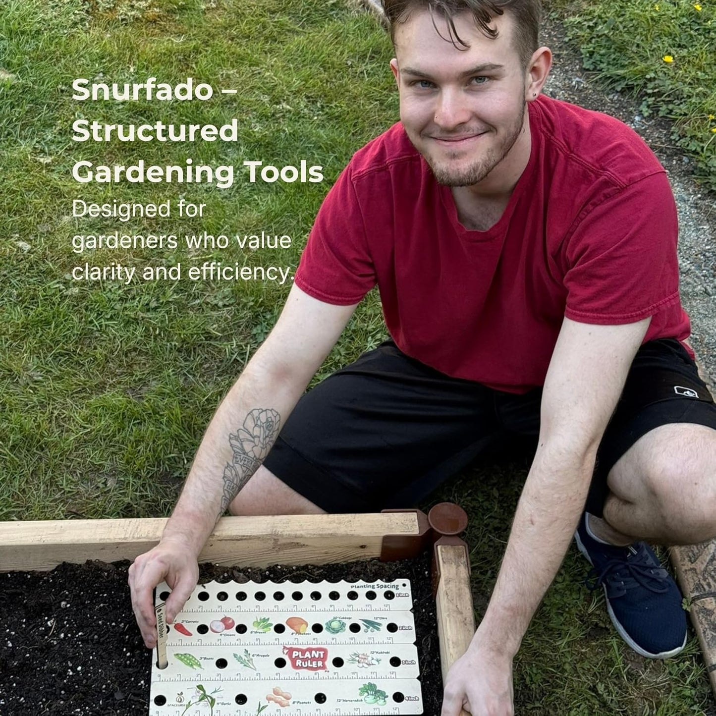 Plant Ruler by Snurfado – Wooden Seed Spacing Tool for Vegetable Gardens – Garden Planting Guide for Precise Row Planting in Raised Beds & In-Ground Soil