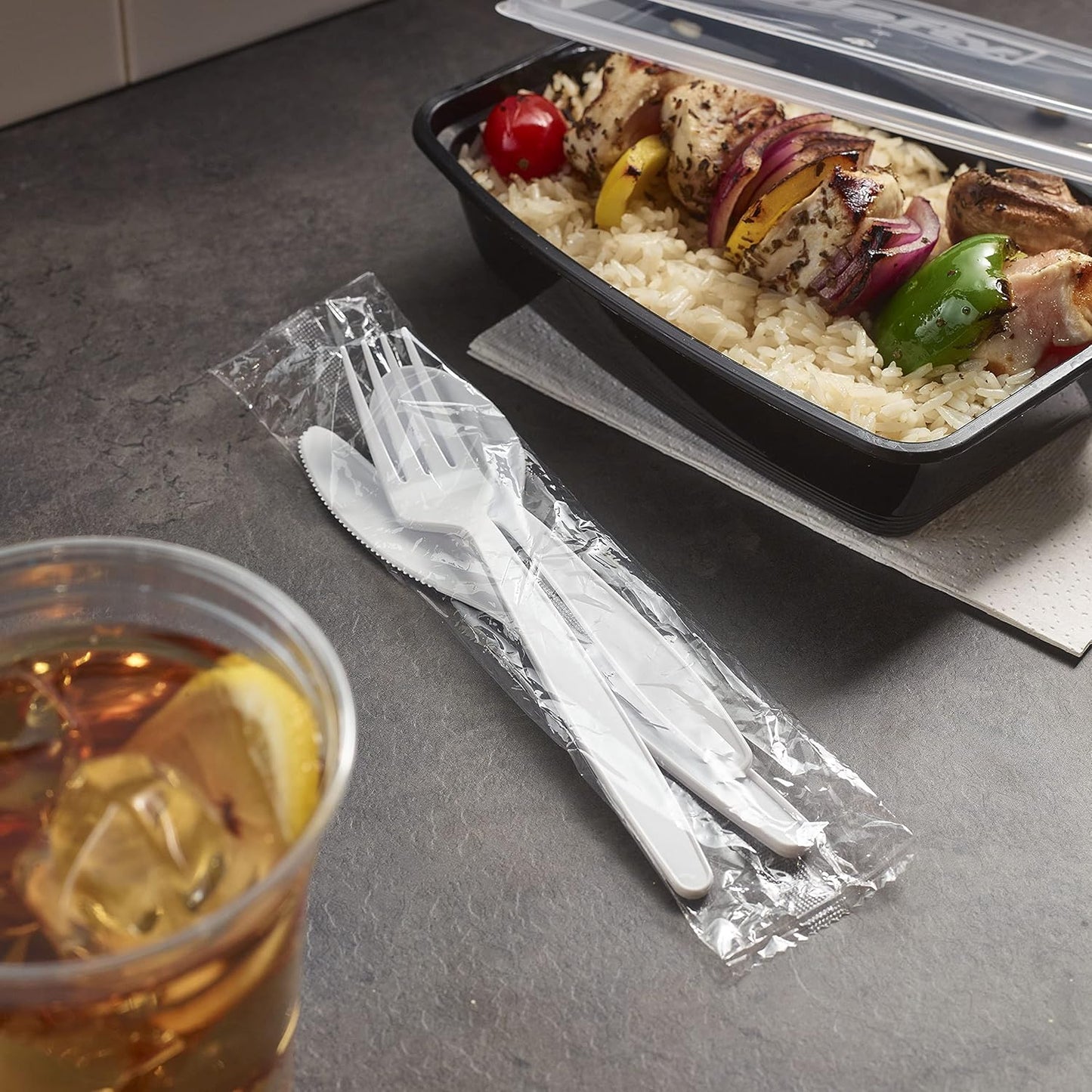 Hefty Wrapped Disposable Plastic Utensils Set, 150 Count, White Disposable Utensils for Picnics, BBQs, Camping, Parties, and More, Includes Forks, Spoons, and Knives