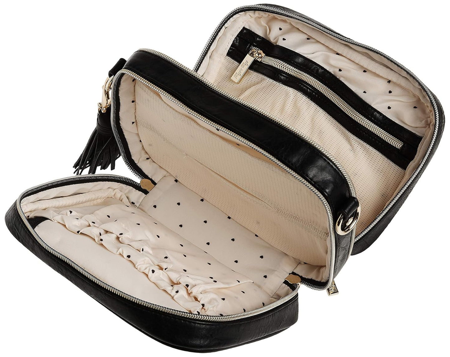Chelsea + Cole for Itzy Ritzy Crossbody Diaper Bag - Includes 6 Pockets, Changing Pad & Tassel – Black with Sweetheart Print