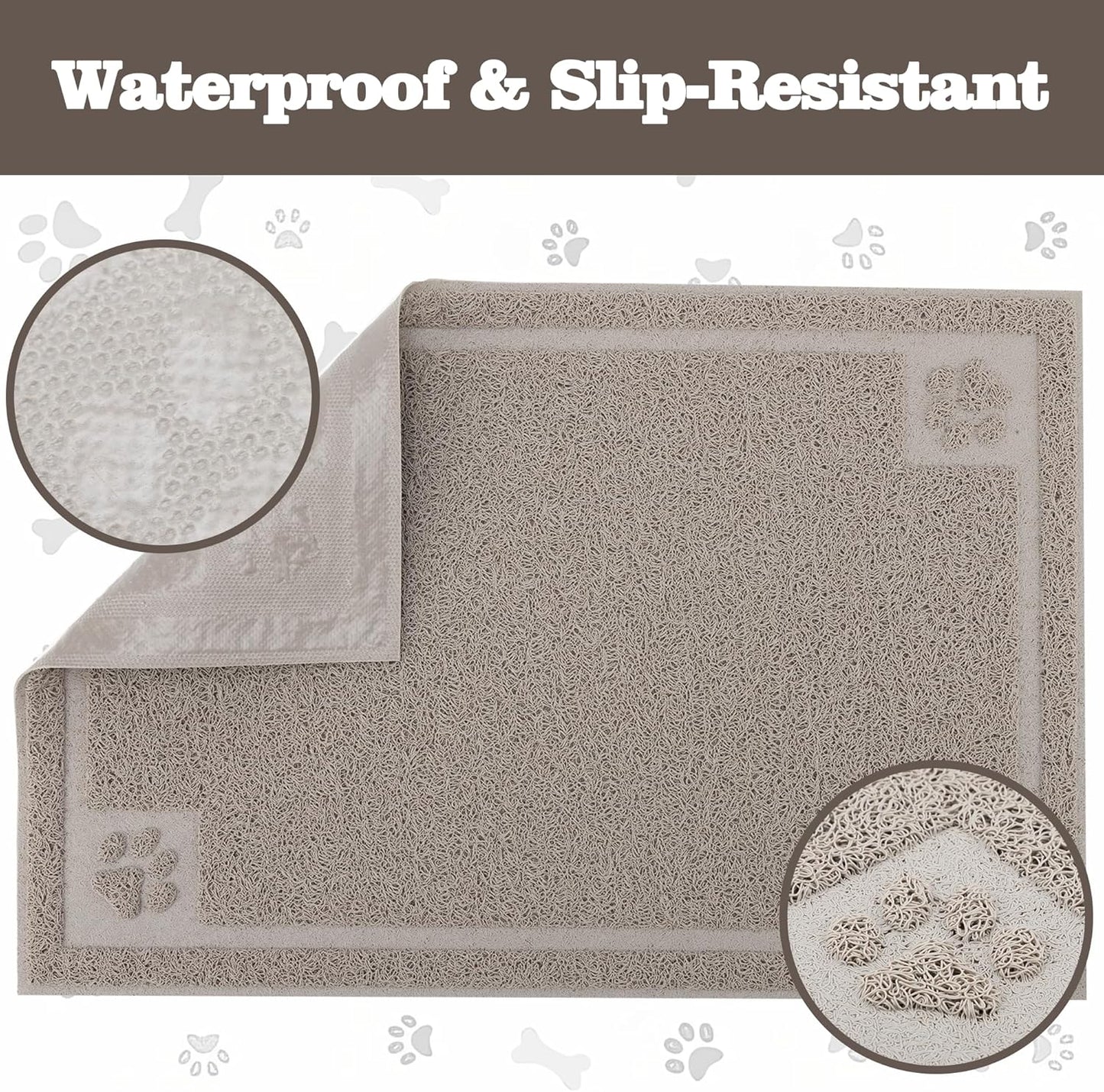 Darkyazi Pet Feeding Mat Large for Dogs and Cats,24"×16" Flexible and Easy to Clean Feeding Mat,Best for Non Slip Waterproof Feeding Mat. (Gray Sand)