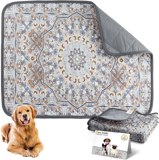 2pack Reusable Pee Pads for Dogs 18*24in Washable Guinea Pig Cage Liners Reusable Non-Slip Pee Pad Stain-Resistant Multilayer Bohemian Style for Small Dog, Guinea Pig, Hamster, Rabbit