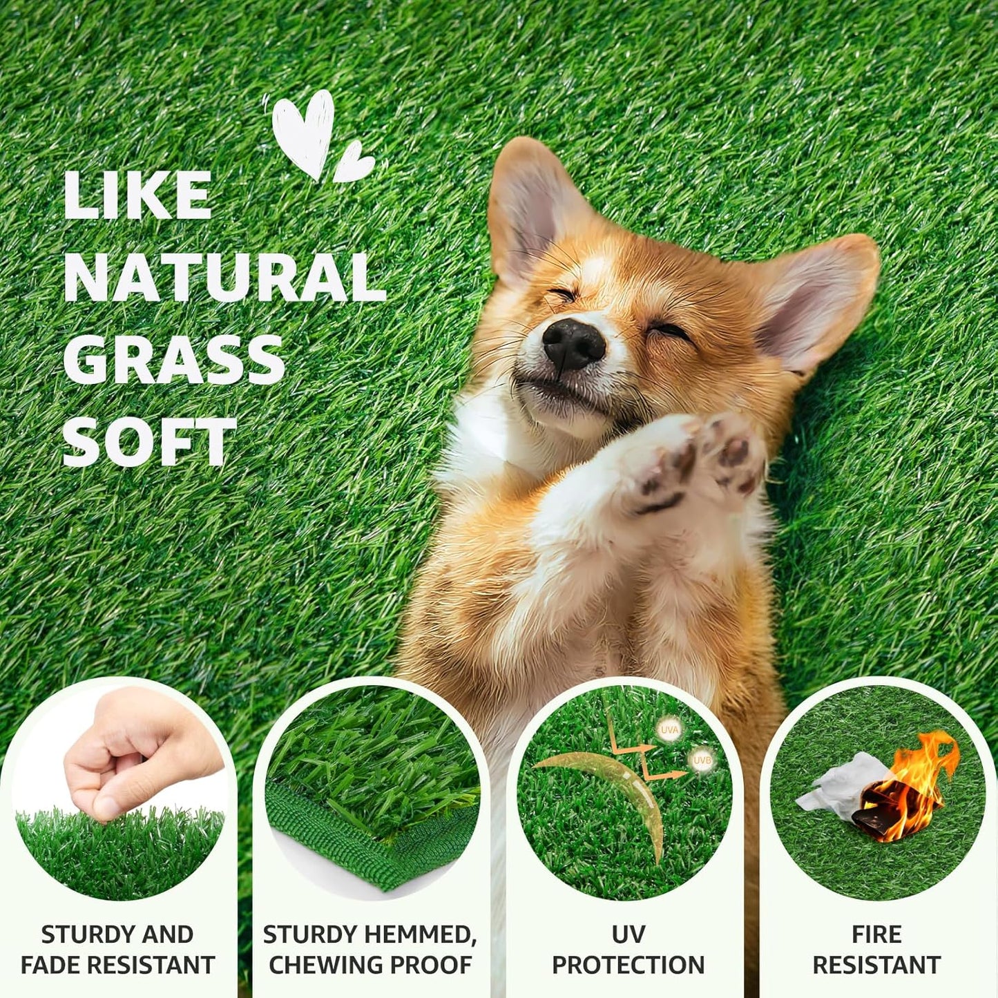 Dog Grass Pad with Tray Extra Large 47.6‘’x29.2'',Portable Dog Litter Box with 2 Pcs Replacement Hemming Artificial Grass & Washable Reusable Pee Pads, Indoor Outdoor Fake Grass Pad for Dogs Potty