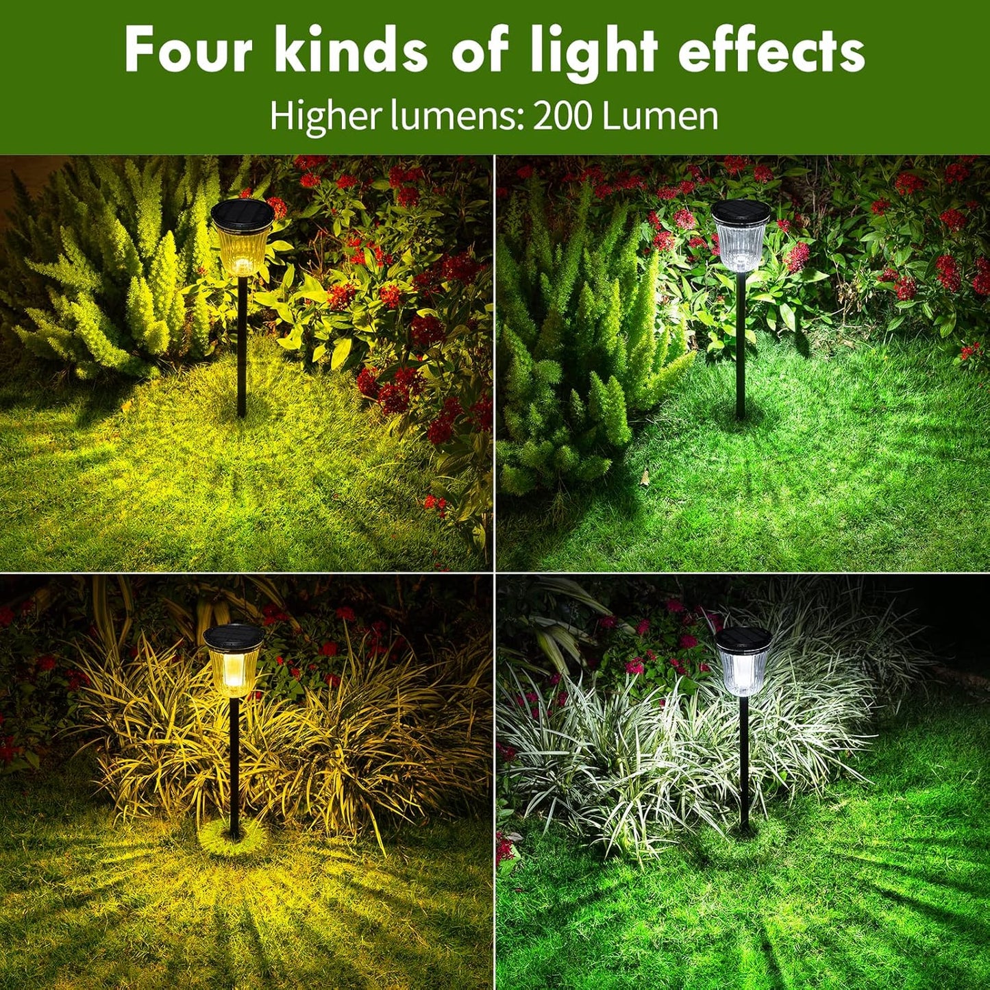 Solar Lights Outside Waterproof, 6 Pack 200 Lumens Super Bright Solar Pathway Lights Outdoor Waterproof with 2 Lighting Modes, Auto On/Off Outdoor Solar Lights for Yard, Walkway, Lawn