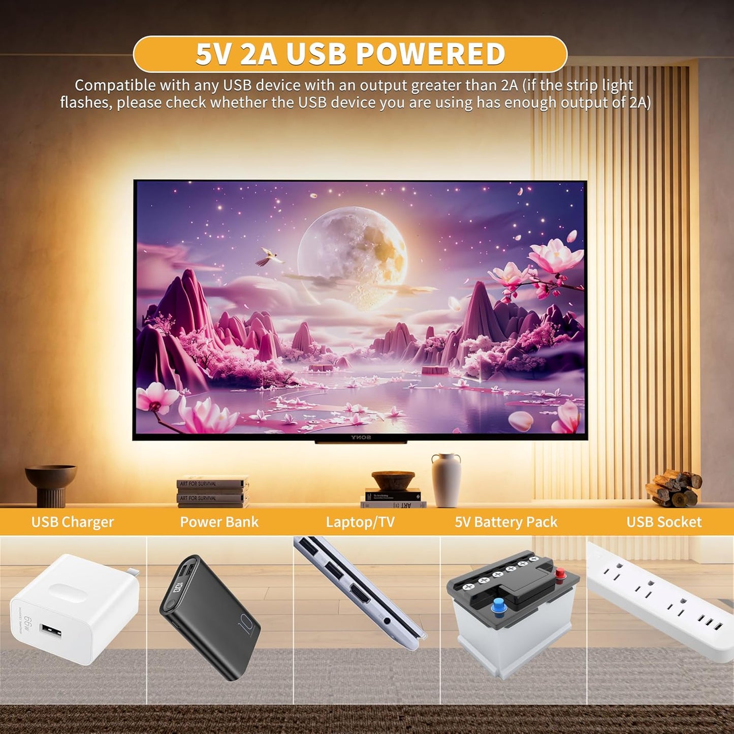 PAUTIX 5V USB COB LED Strip Lights UL-Listed Dotless LED Lights with RF Remote,6.56ft Dimmable 3000K Warm White TV Backlight,Flexible Under Cabinet Tape Lights for Bedroom,Kitchen,Shelves Lighting