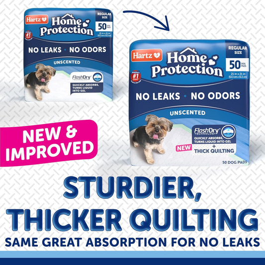 Hartz Home Protection Super Absorbent Odor Eliminating No Leaks Dog Pads, 50 Count