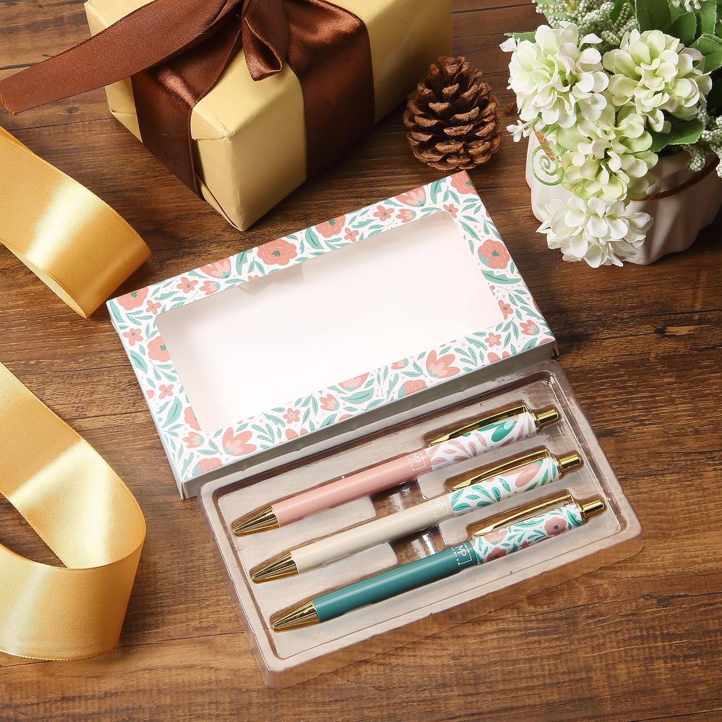 Mr. Pen- Luxury Floral Pen Set, 3 pcs, Black Ink Ballpoint Pens, Floral Pen, Fancy Pens for Women, Cute Pens for Journaling, Mother's Day