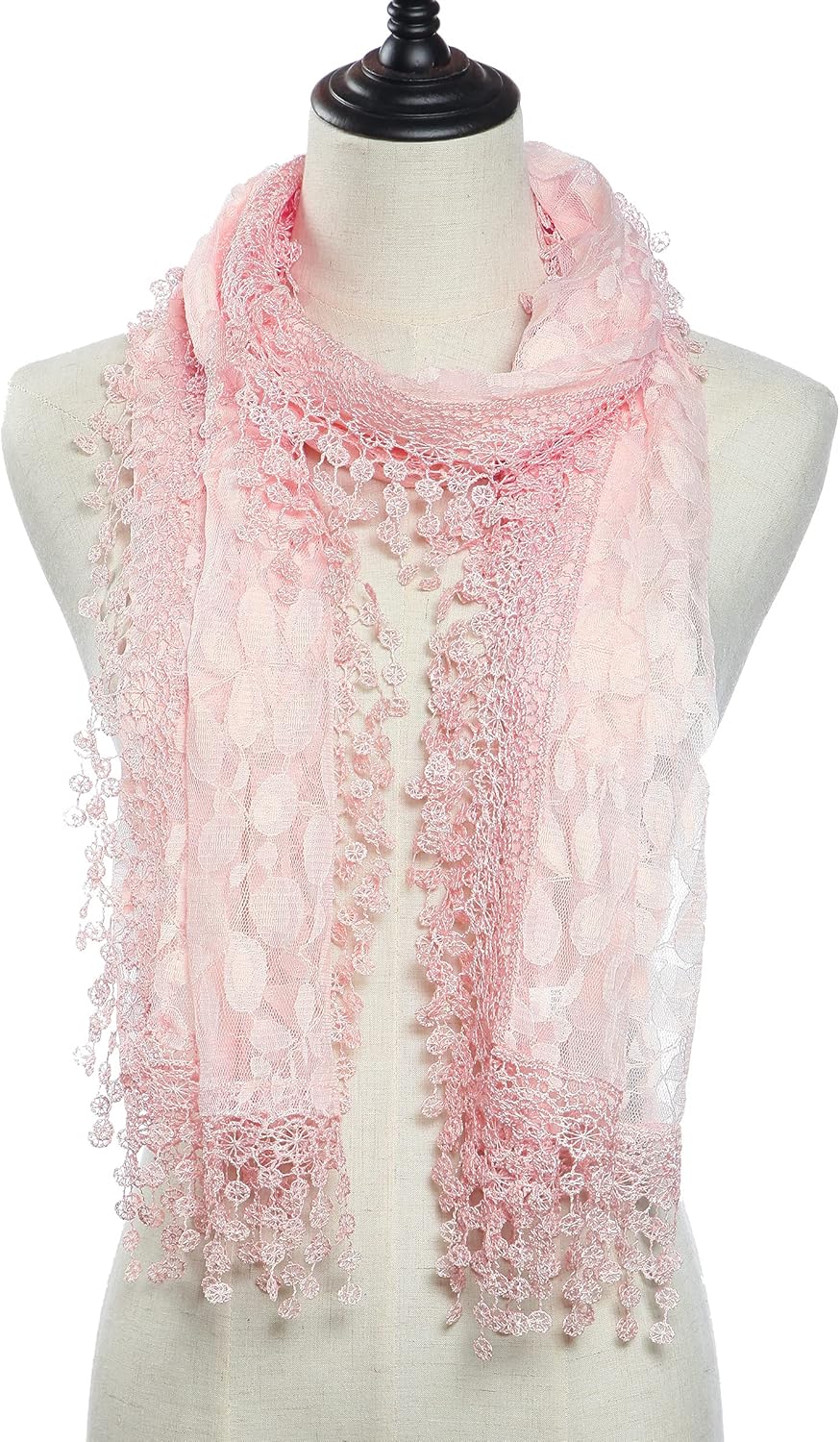 Cindy and Wendy Lightweight Soft Leaf Lace Fringes Scarf Bridal Veils shawl for Women