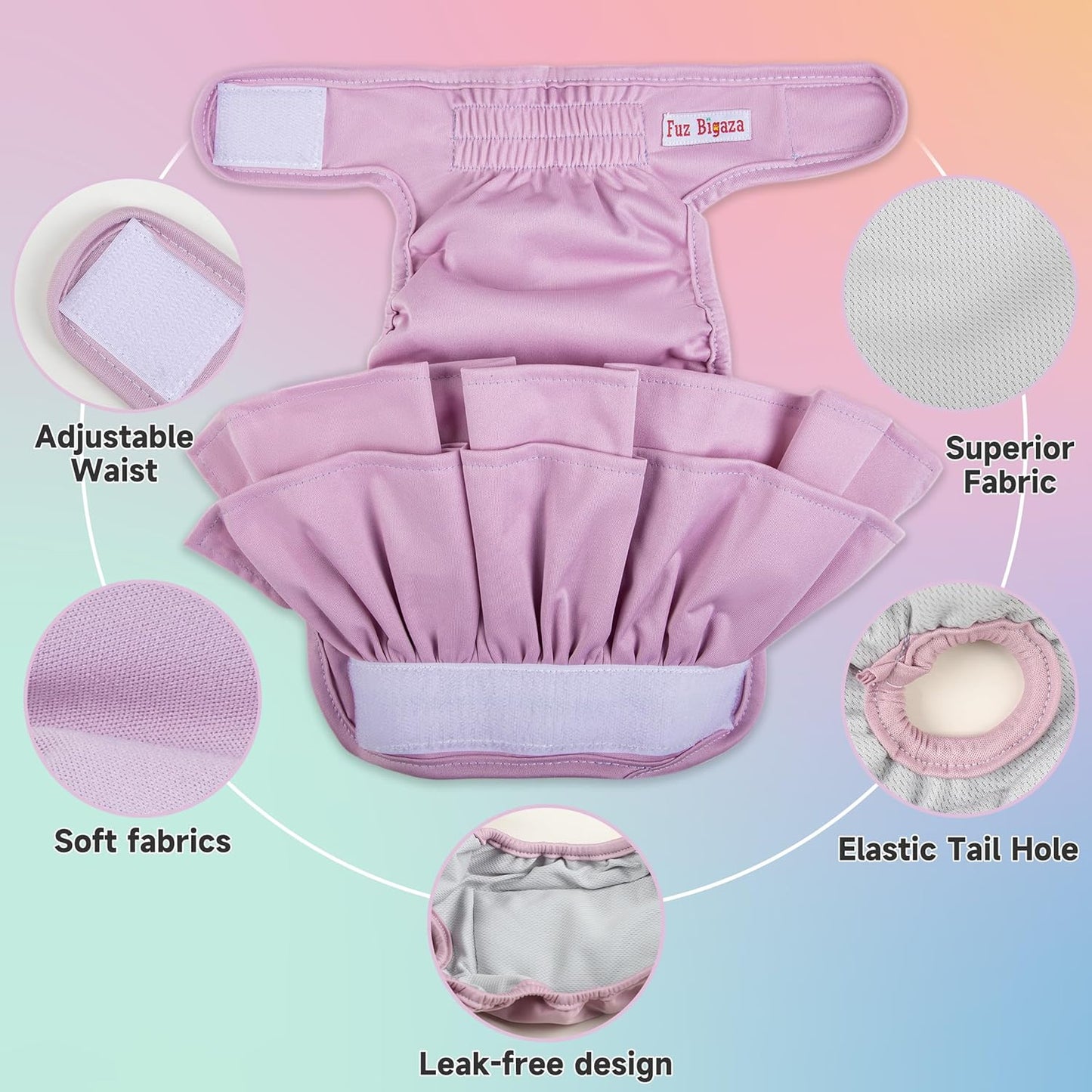 Female Dogs Diapers Belly Bands(3Pack), Washable Reusable Female Skirt Doggy Wraps Panties for Doggie Puppy Pooping Potty Training Incontinence Marking Pañal para Perro Morandi Pink Purple Blue Small