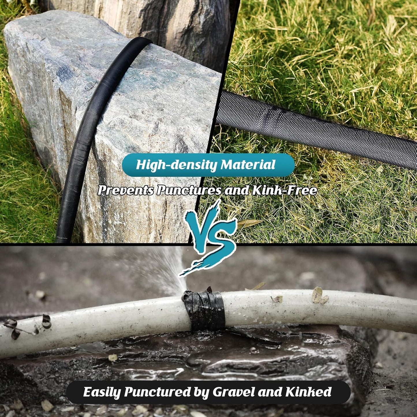 Garden Hose 100ft, 3/4" GHT Non-Expanding Water Hose Lightweight, Flexible Garden Hose with 10 Function Nozzle, Kink-Free, Sturdy, High-Pressure, Abrasion Resistant Hoses for Yard, Garden