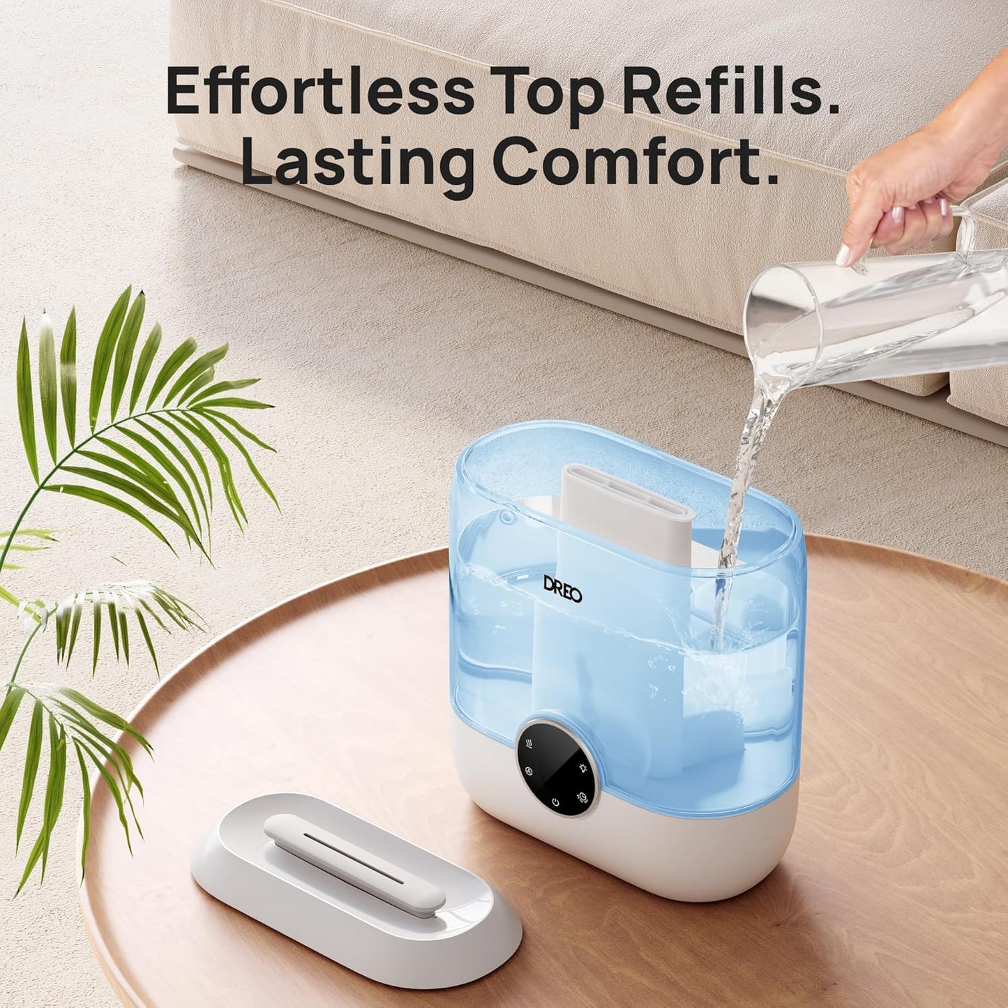 DREO Humidifiers for Bedroom, 6L Top Fill Supersized Cool Mist Humidifier for Large Room, 60 Hour Runtime, Quiet Ultrasonic Humidifiers for Plants, Baby, Indoor, Home, Night Light, Blue