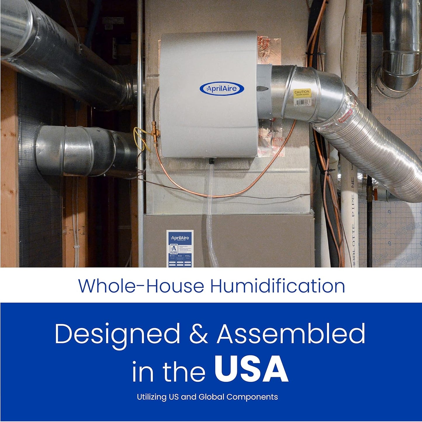 AprilAire 400M 17-gal. Whole-House Evaporative Humidifier with Manual Control for up to 5,000 sq. ft. + AprilAire Model 5843 Humidifier Installation Kit