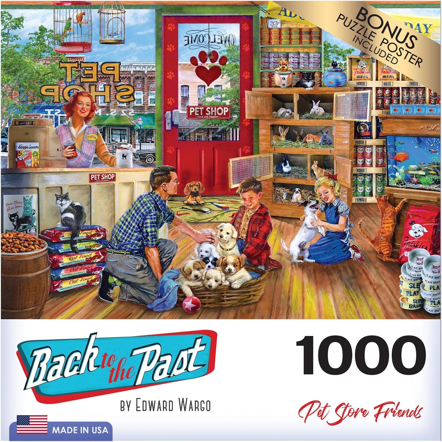 RoseArt - Back to The Past - Pet Store Friends - 1000 Piece Jigsaw Puzzle for Adults