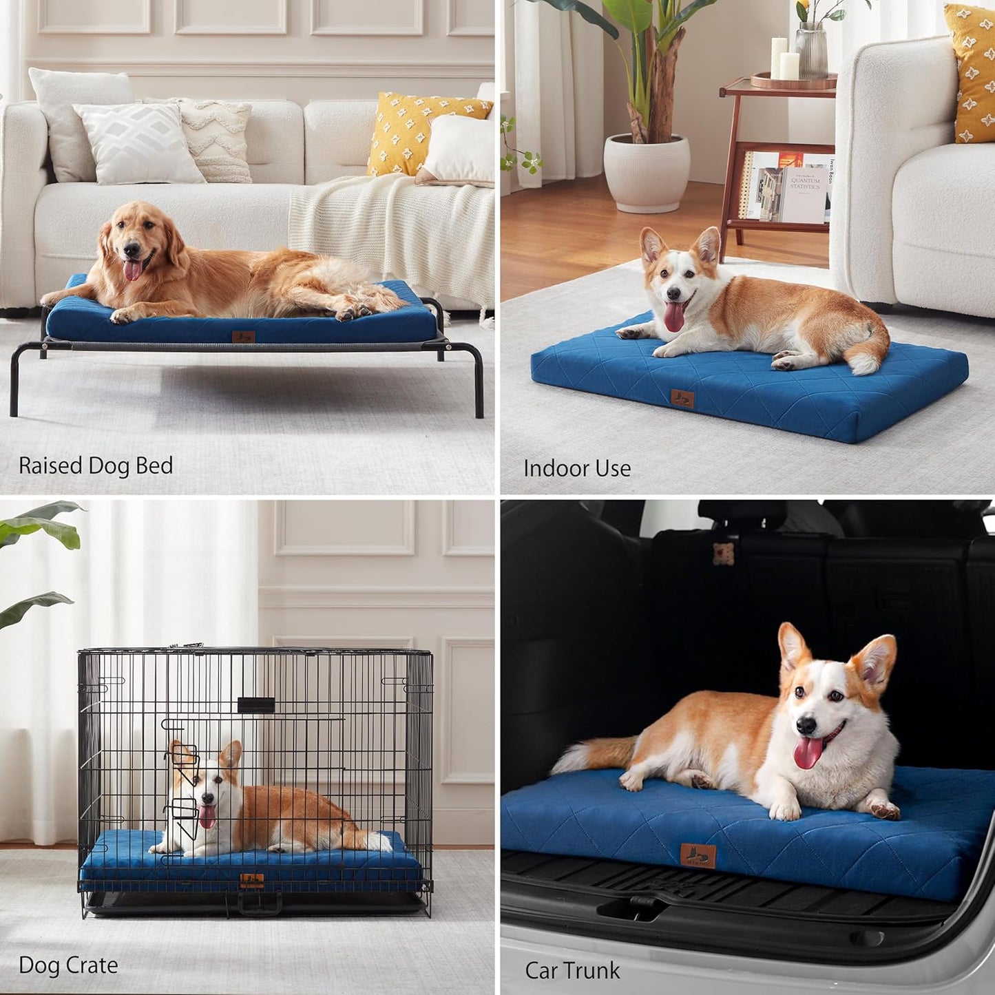 Orthopedic Dog Bed Mat Large Medium Sized Dogs, Waterproof Dog Crate Bed with Removable Cover, Washable Pet Bed with Egg Crate Foam, 35"x22", NOT Chewproof