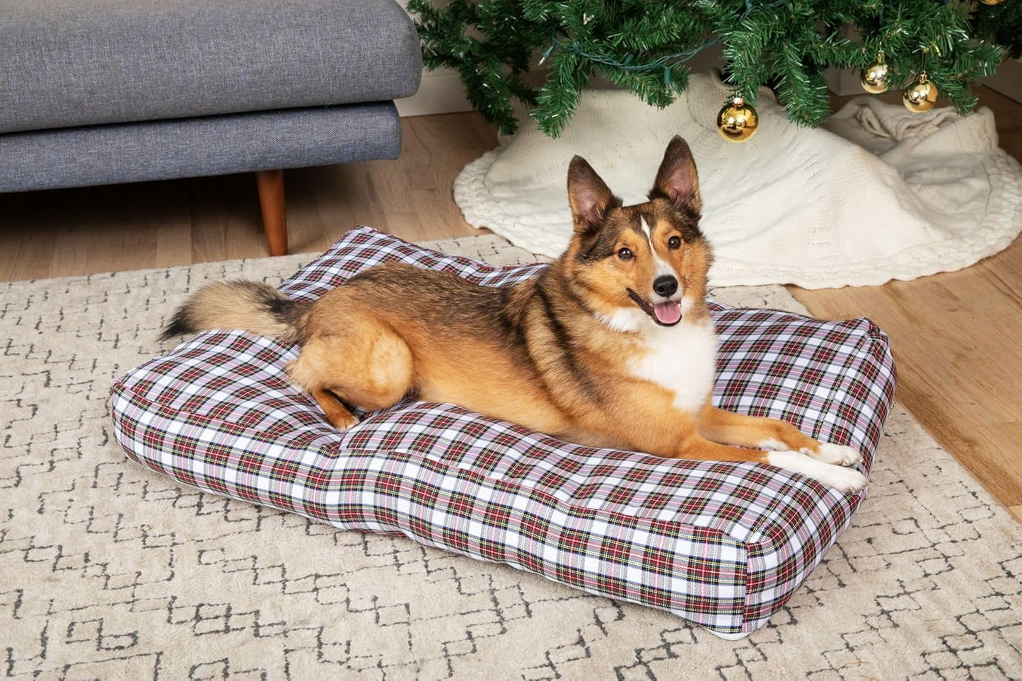 Midlee Christmas Plaid Dog Bed Cover (Large)