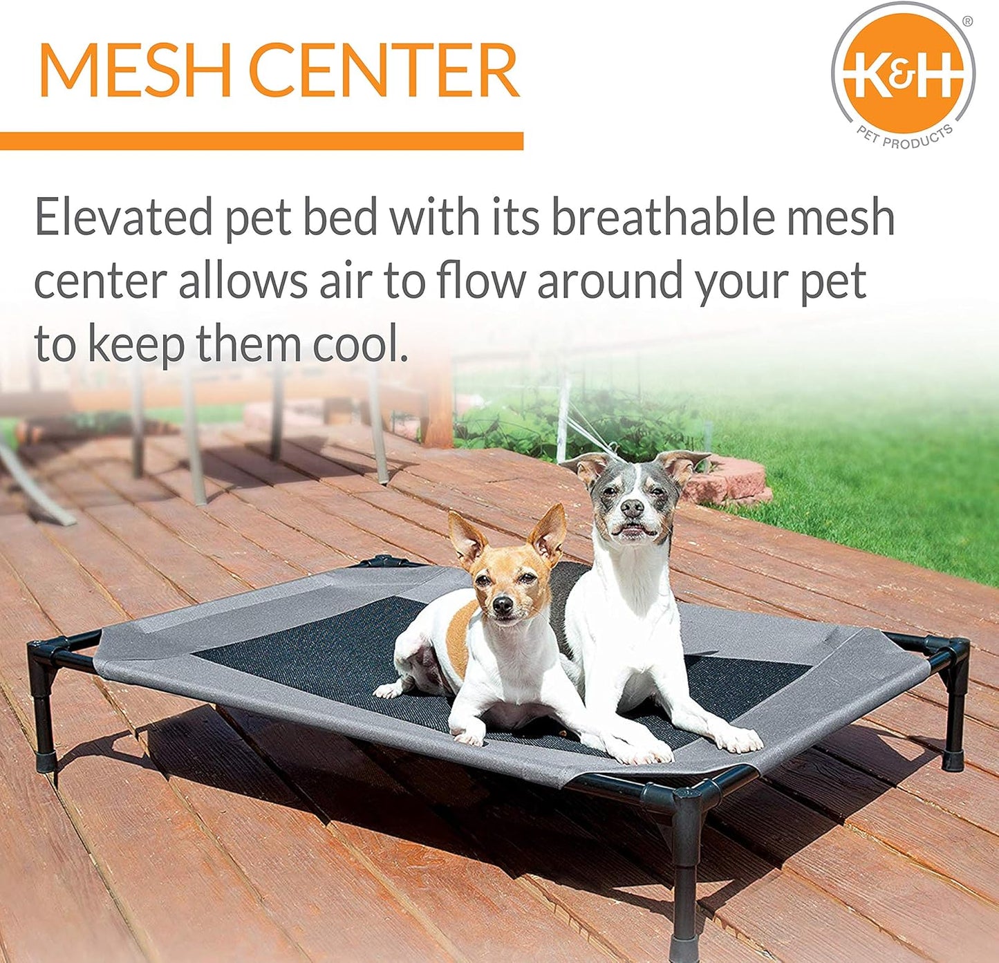 K&H Pet Products Original Pet Cot Elevated Dog Bed & Cot Canopy, Chocolate/Black Mesh, Gray