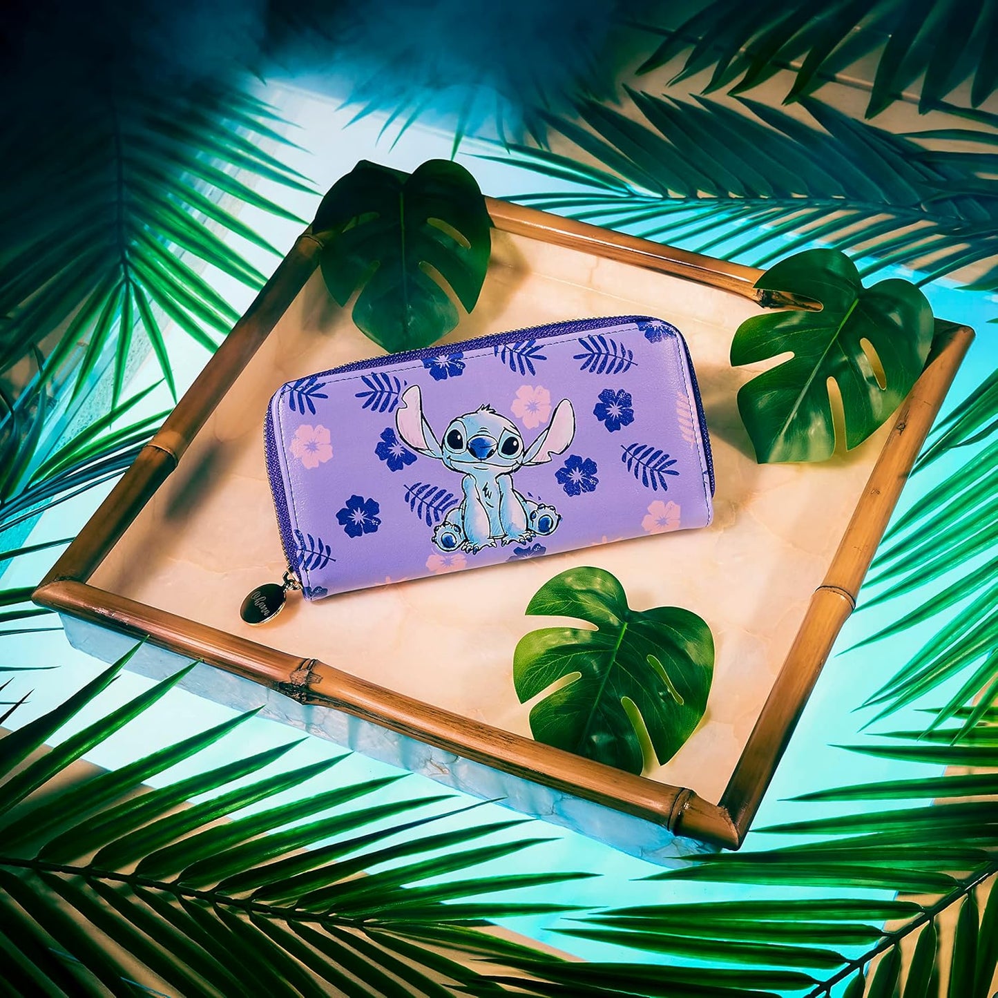 Disney Stitch Wallet Women Teenagers Girls Zip Around Card Cash Coin Purse Cute Clutch Wallet for Travel Work Gifts for Her (Purple Stitch)