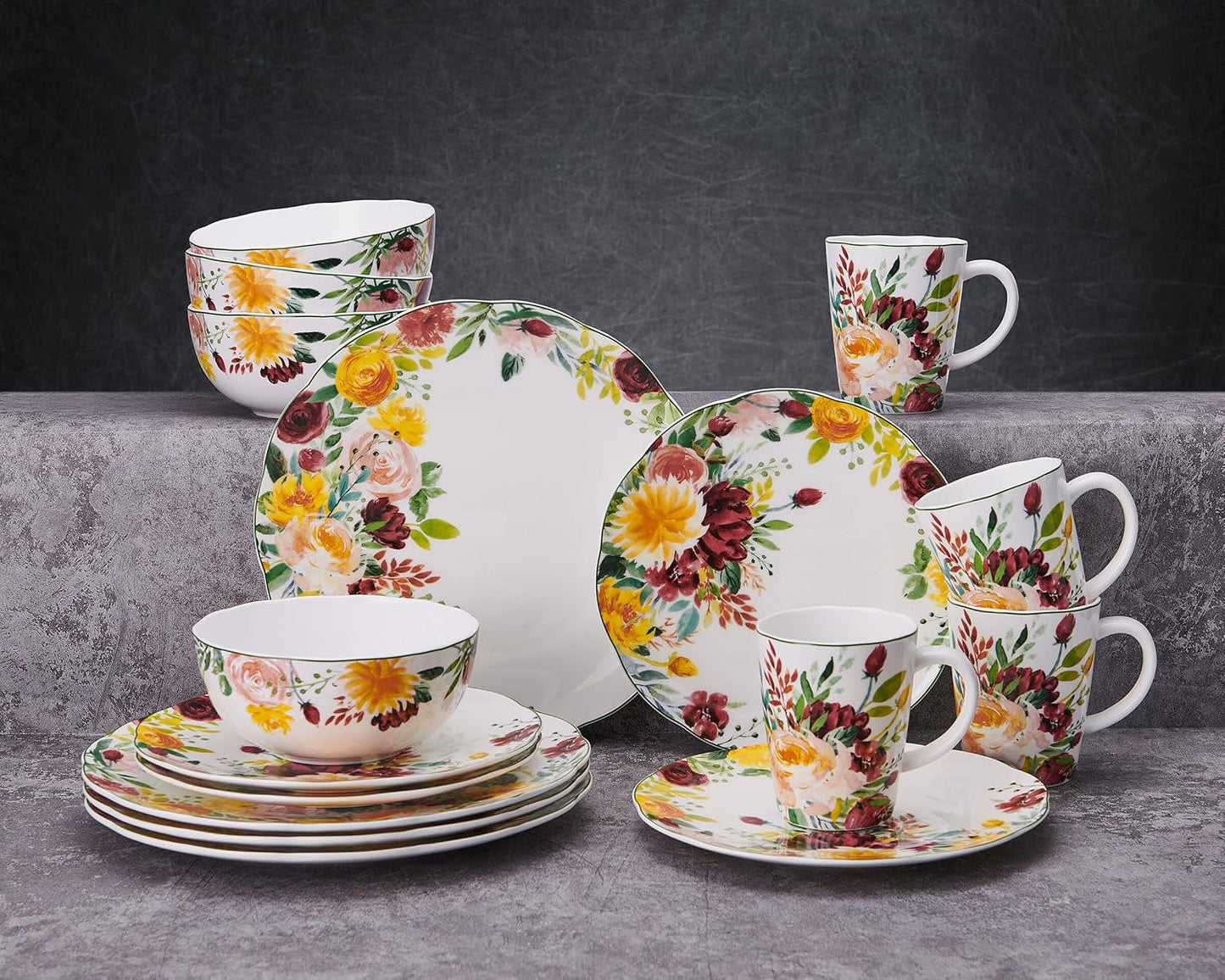 Mikasa Clara Bone China Lightweight Chip Resistant 16 Piece Dinnerware Set, Service For 4