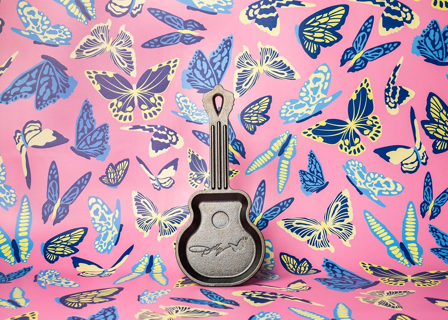 Lodge 4.5 Inch Dolly Parton Mini Rockstar Cast Iron Guitar Skillet - Hand Wash Only Collector’s Piece - Cast Iron Skillet for Single Serve or Decorative Use