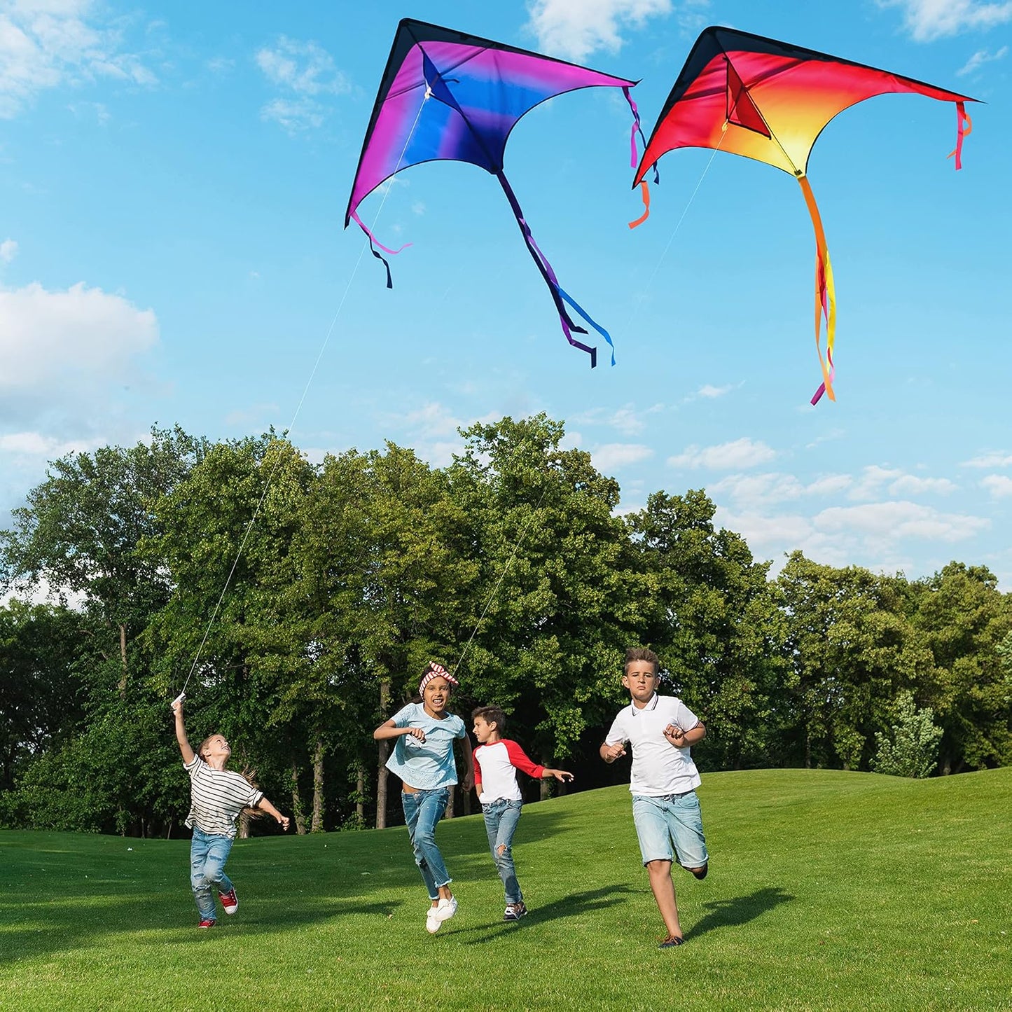 JOYIN 3 Packs Large Delta Kite Gradient Rainbow, Easy to Fly Huge for Kids and Adults, Large Delta Beach Kite for Outdoor Games and Activities