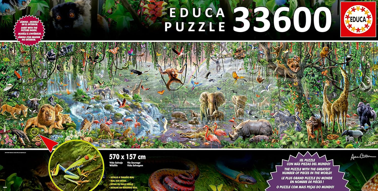 Educa 33,600 Piece Wild Life Puzzle with Wheeled Wooden Carry Case
