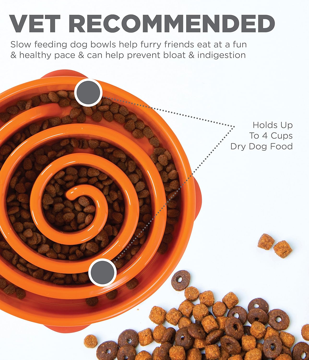 Outward Hound Slow Feeder Dog Bowl & Interactive Puzzle, Large/Regular, Orange