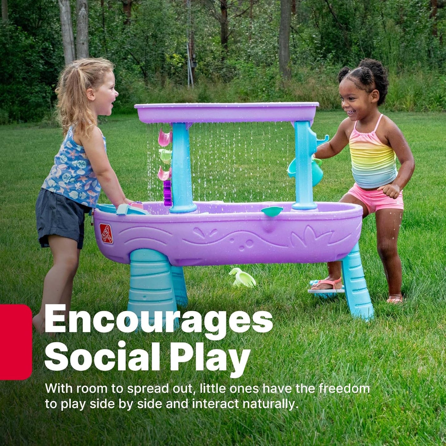 Step2 Rain Showers and Unicorns Water Table, Kids Water and Sand Activity Sensory Playset, Summer Outdoor Toys, 13 Piece Water Toy Accessories, for Toddlers 1.5+ Years Old, Blue & Purple