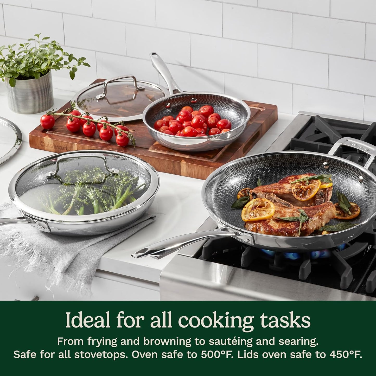 Cuisinart FusionElite+ Hybrid Nonstick Tri-Ply Stainless Steel Cookware Set, 6-Piece Skillet Cooking Set with PURELYSEAR Ceramic Nonstick Technology, Scratch Proof, Cool Grip Handles, Dishwasher Safe