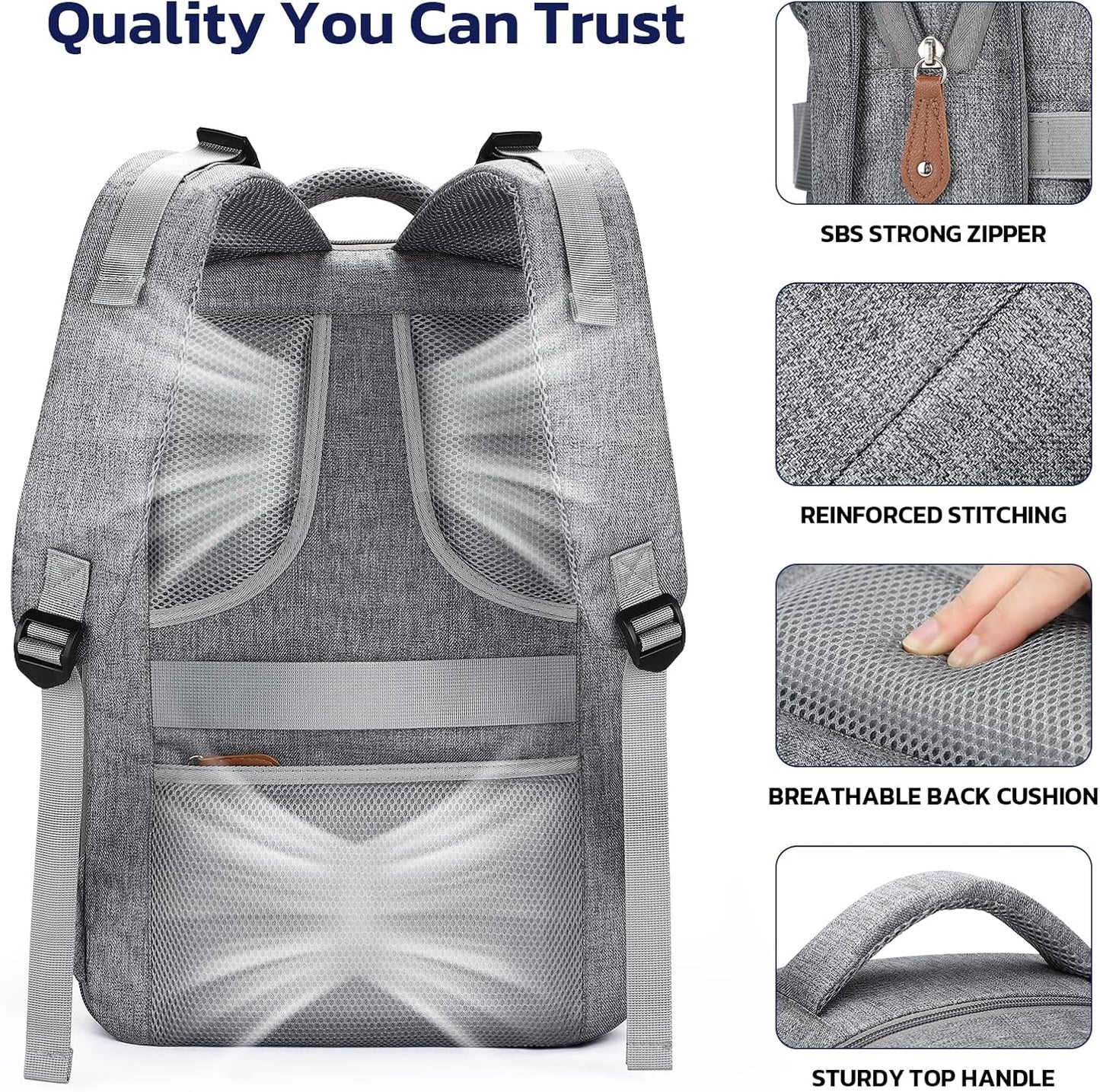 Diaper Bag Backpack,29L-45L Expandable Large Baby Bag for 2 Kids/Twins, with Removable Cross Body Bottle Bag for Mom/Dad,Stylish Nappy Bag Gift for Boys/Girl-Mothers Day Gifts-Elegant Grey