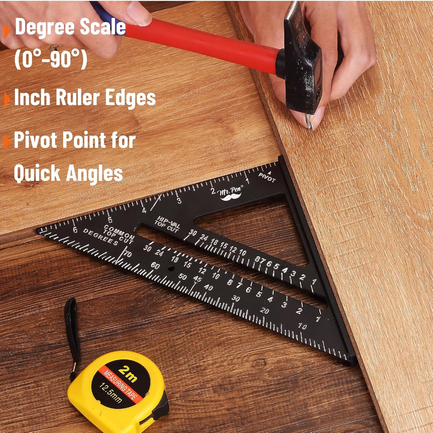 Mr. Pen- Metal Square Ruler, 7 Inch, Aluminum Rafter Square, Carpenters Square Tool, Carpentry Squares,