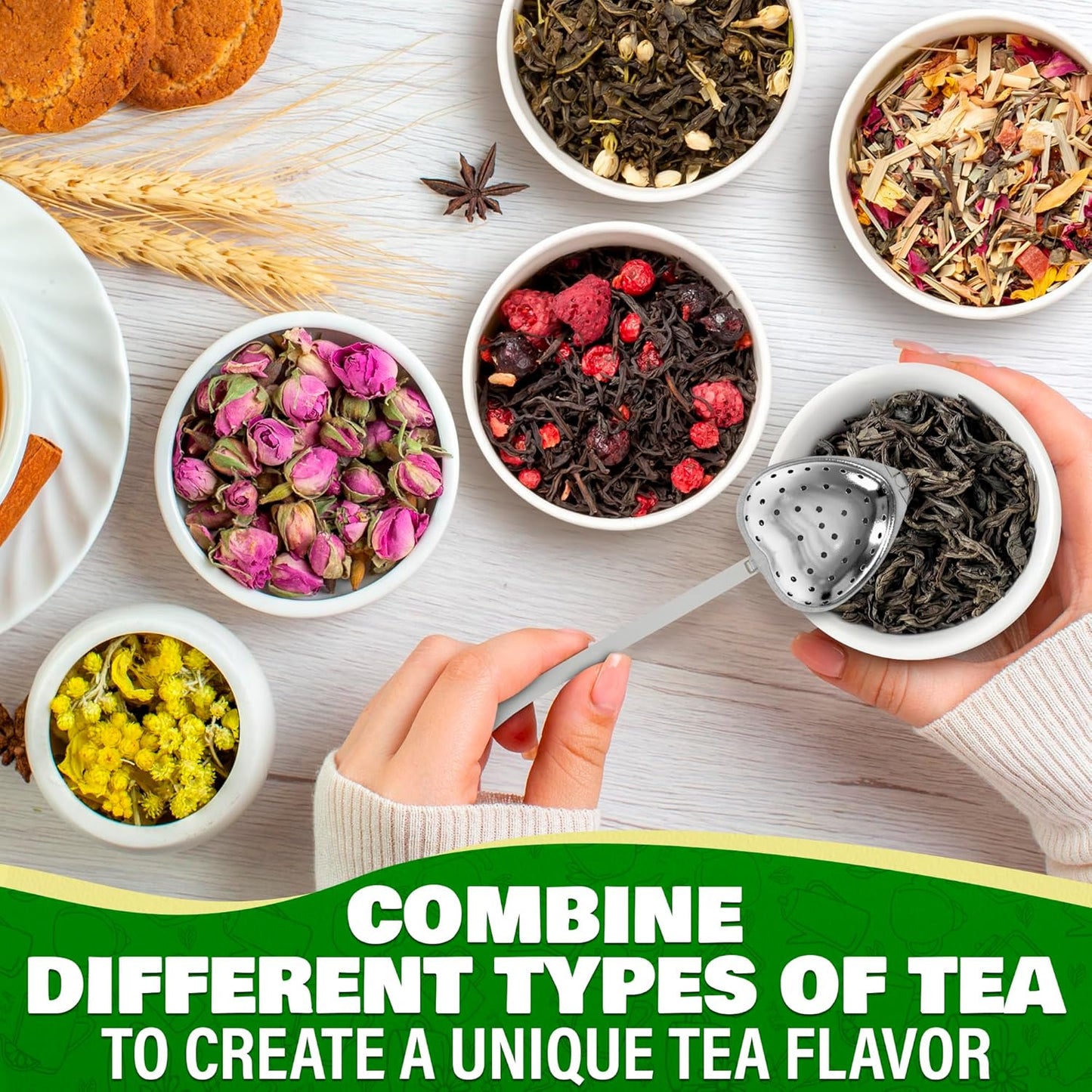10 Pcs Heart Tea Infuser for Loose Leaf Tea Steeper – Rust-Resistant Stainless Steel Strainers with Secure Clasp, Easy Brewing Design, Keeps Loose Leaves Contained | Suitable for Parties & Gifting