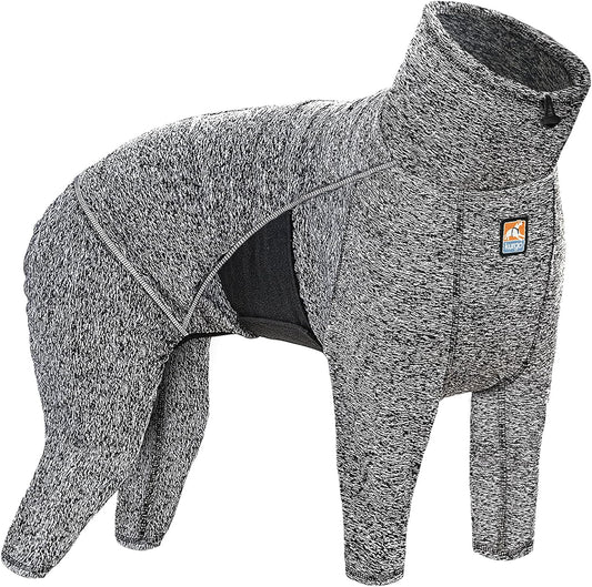 Kurgo Stowe Base Layer - Comfortable, Cold-Weather Pet Wear - Breathable Snug Fit - Dual-Zipper Dog Onesie - Reflective Side Seams - Dog Pajamas - Machine Washable - Large - Black/Grey