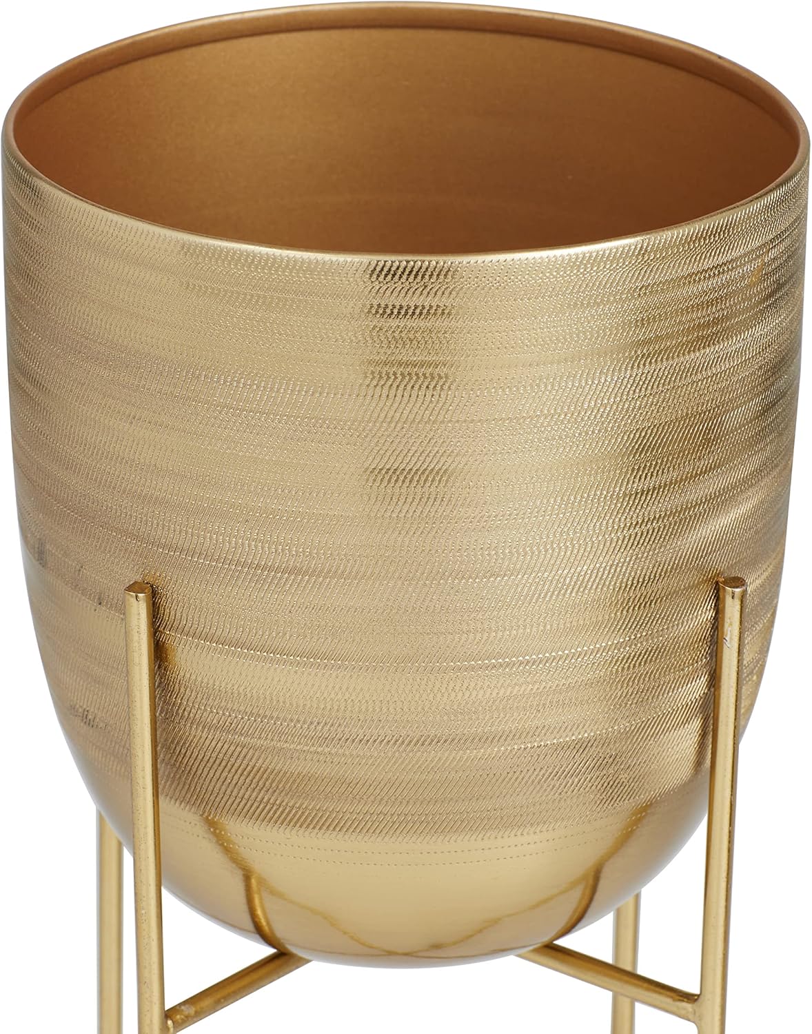 Deco 79 Metal Indoor Outdoor Planter Small Planter Pot with Removable Stand, Set of 2 Planters, 12"H, 9"H, Gold