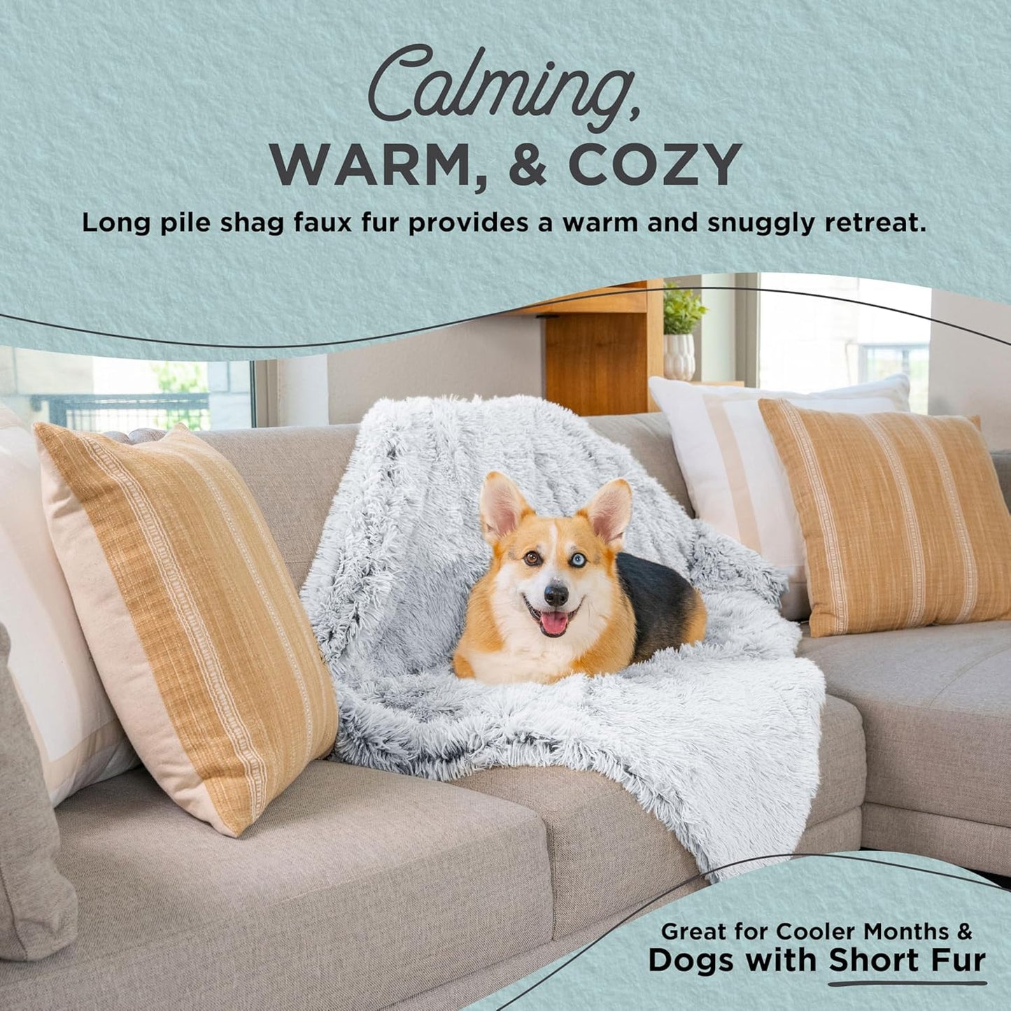 Best Friends by Sheri Calming Shag Dog Blanket – Ultra Soft Faux Fur Pet Throw, Anxiety-Relief, Lightweight Warm Bed Cover for Dogs and Cats, Machine Washable, Frost Gray, 30" x 40"