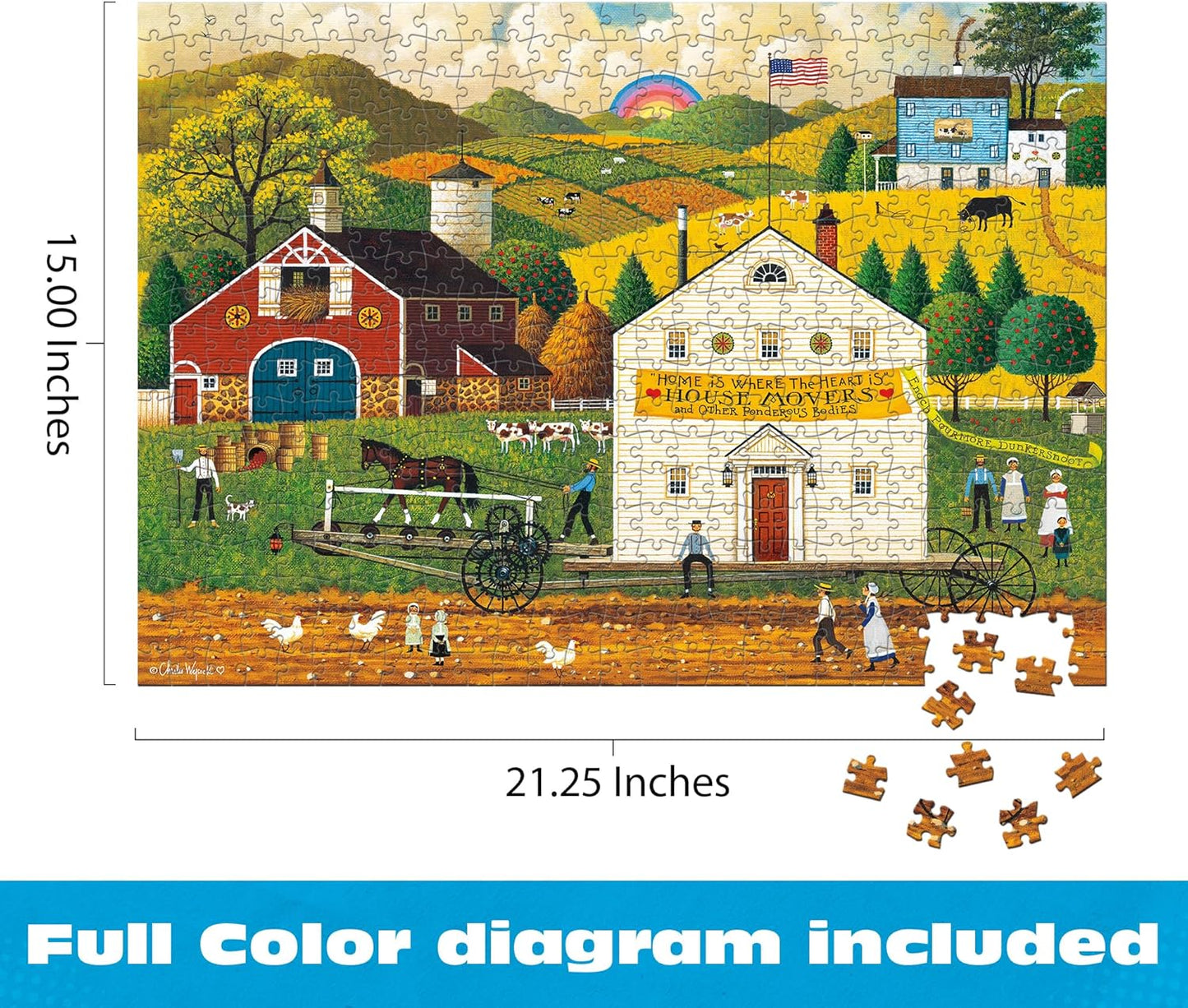Buffalo Games – 500 Piece Charles Wysocki House Movers Jigsaw Puzzle Colorful Puzzle for Adults – Precision-Cut Pieces, Beautiful Artwork, and Hours of Relaxing Fun