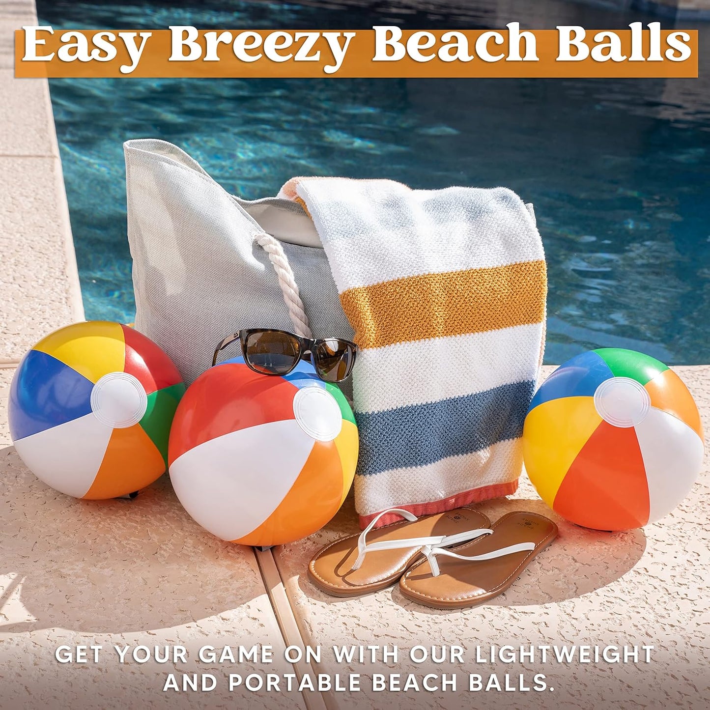 JOYIN 12-Pack 12“ Beach Balls - Bulk Classic Beachball Inflatable Swimming Pool Toys for Games Adults Kids Birthday Party Supplies Combo Set, Rainbow Color Blow Up Luau Decorations Favors Gifts (12")