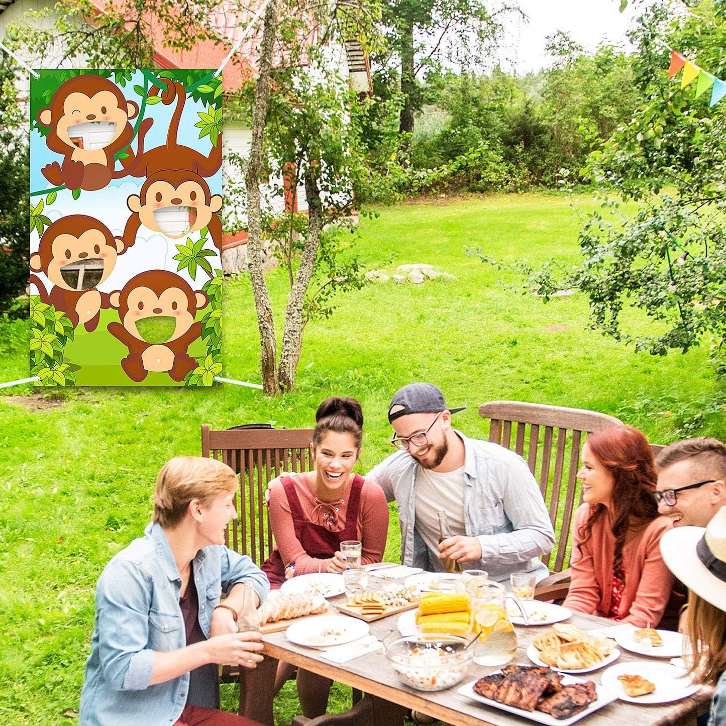 Blulu Jungle Safari Animals Bean Bag Toss Games With 3 Bean Bags, Safari Theme Party Games Decoration, Monkey Bean Toss for Family Animals Theme Party Favor Supplies