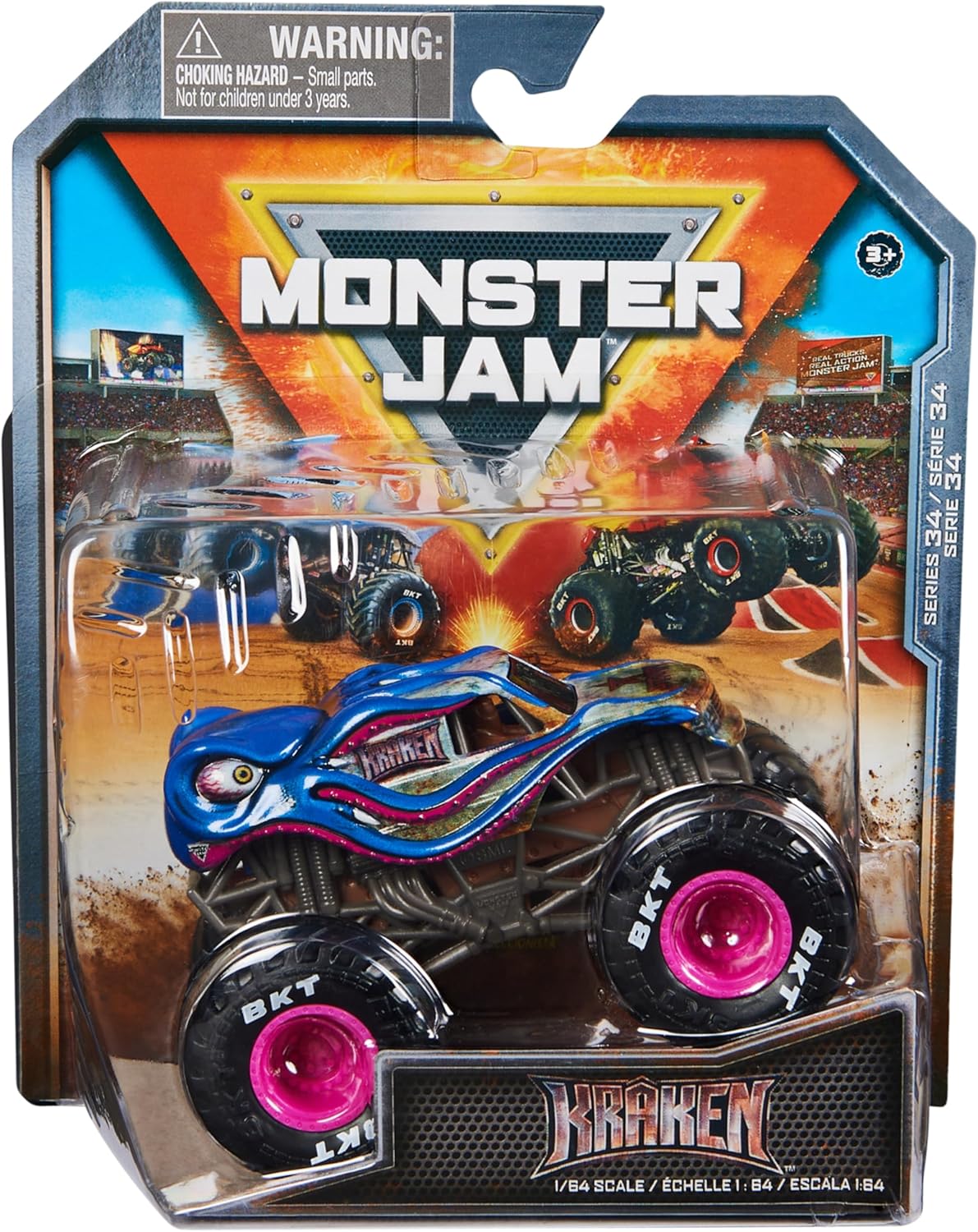 Monster Jam, Official Kraken Monster Truck, Die-Cast Vehicle, 1:64 Scale, Kids Toys for Boys Ages 3 and up