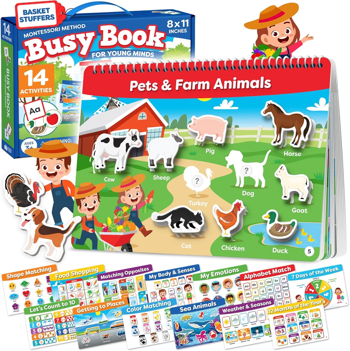 Montessori Preschool Busy Book for Toddlers Ages 3 and Up - Preassembled - Preschool Learning Activities Homeschool Montessori Toys - Gifts for 3 Year Old Boys Girl Birthday - Easter Gifts for Kids