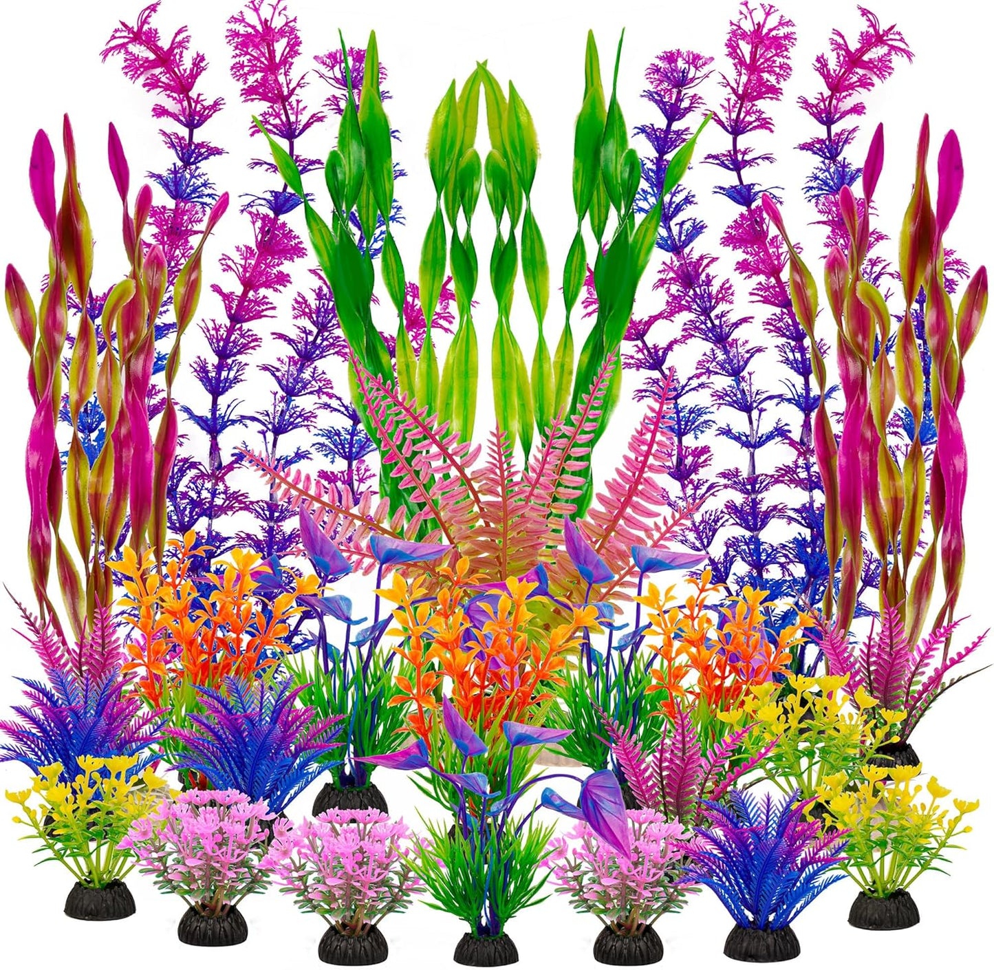 Ameliade Fish Tank Artificial Plastic Plants Decorations Large Aquarium Decor Betta Goldfish Tank Accessories Fish Bowl Ornaments（Colorful）