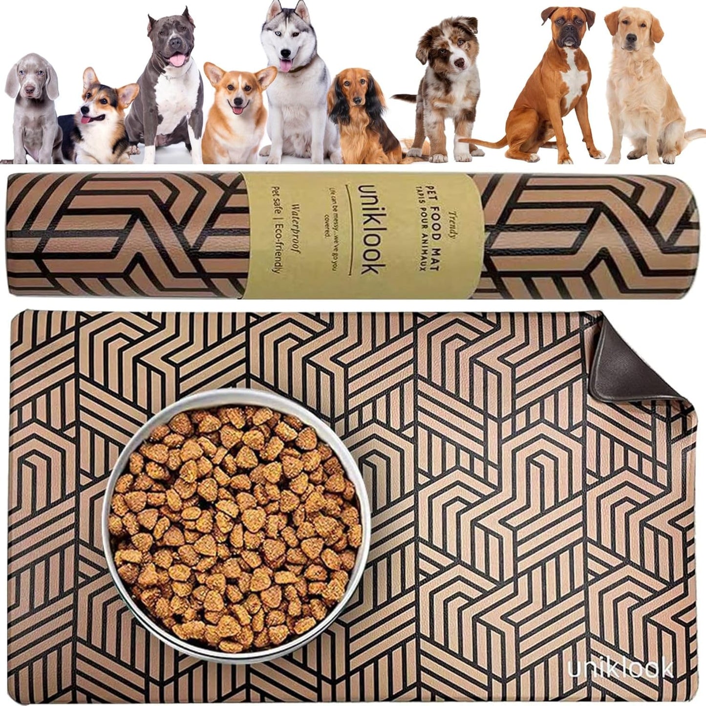 Dog Food Mat - Dog Bowl Mat - Pet Food Mat - Dog Mat for Food and Water - Dog Feeding Mat - Dog Water Bowl Mat - Waterproof Dog Water Mat - UnikLook
