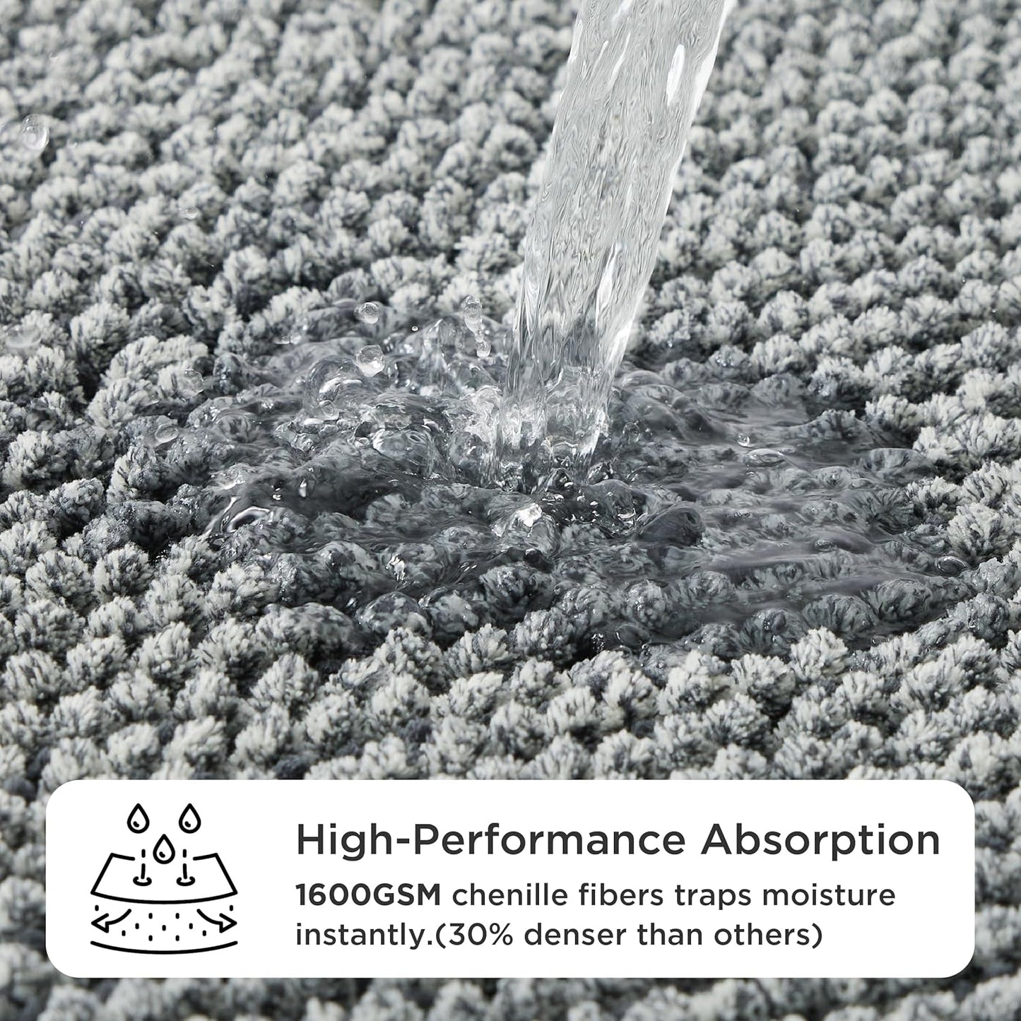 Bedsure Dog Door Mat for Muddy Paws, High-Low Absorbent Chenille Indoor Entrance Mud Dirt Trapper Soak-Stopper, Machine Washable Non-Slip Entryway Rug for Pets, 30"x19" Grey