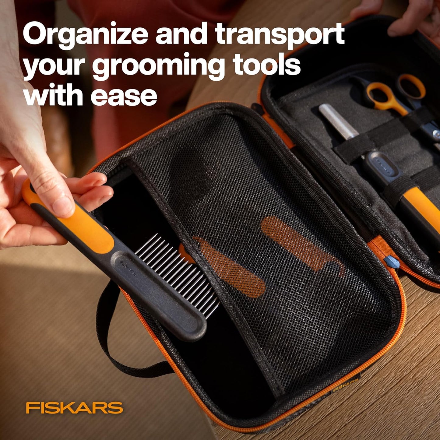 Fiskars Pet Grooming Tool Organizer Case for Dogs and Cats – Storage Bag for Dog Grooming Kits, Travel Case for Clippers, Brushes & Accessories, Compact Protective Design (Tools Not Included)