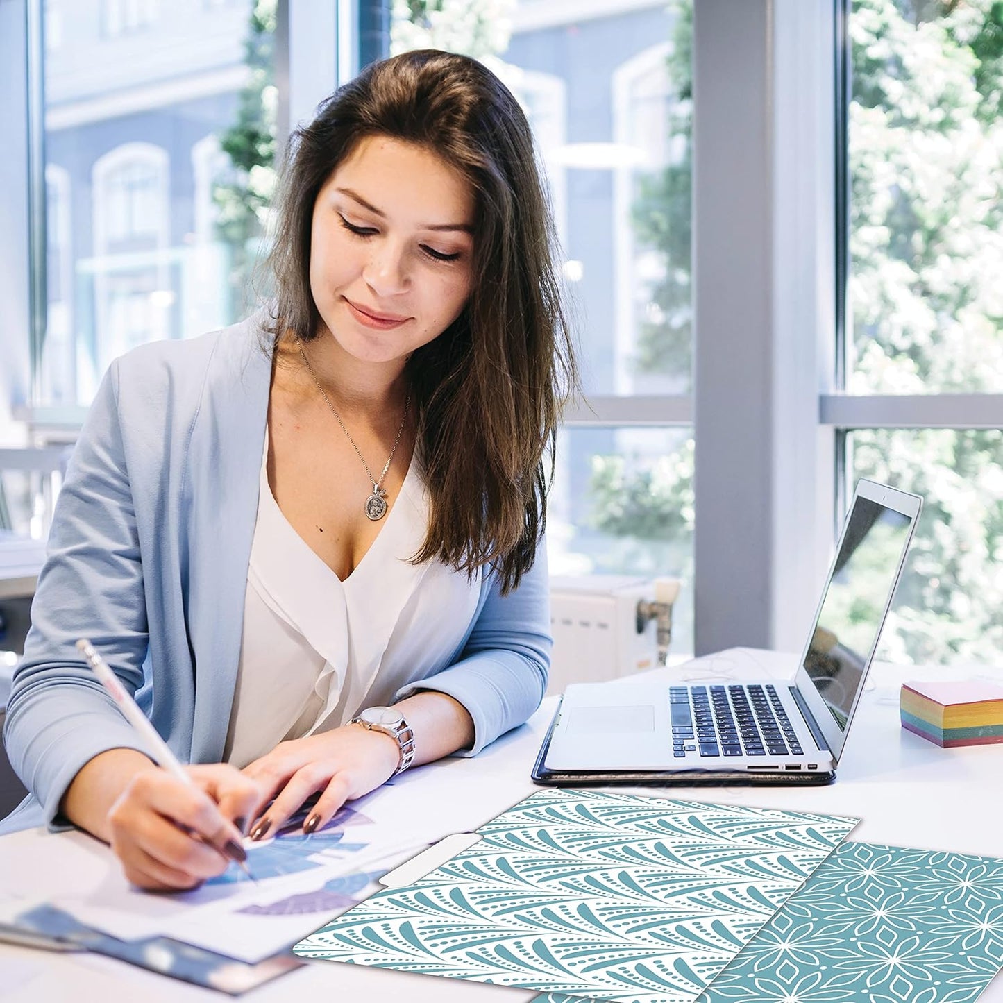 Better Office Products Decorative File Folders, 12 Pack, 6 Unique Designs, Heavyweight, Letter Size (9.5 x 11.5) with 1/3 Cut Tab, Soft Hue Floral Designs, Fashion Folders