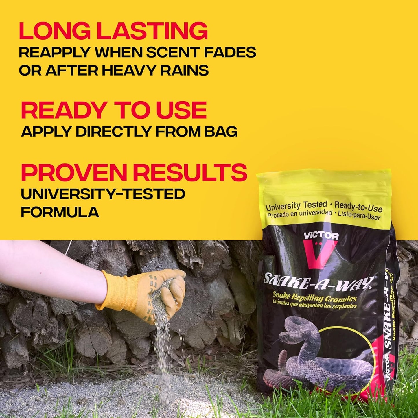 Victor VP364B-10 Snake-A-Way Outdoor Snake Repellent For Yard Powerful, Granules 10LB - Repels Against Poisonous and Non-Poisonous Snakes