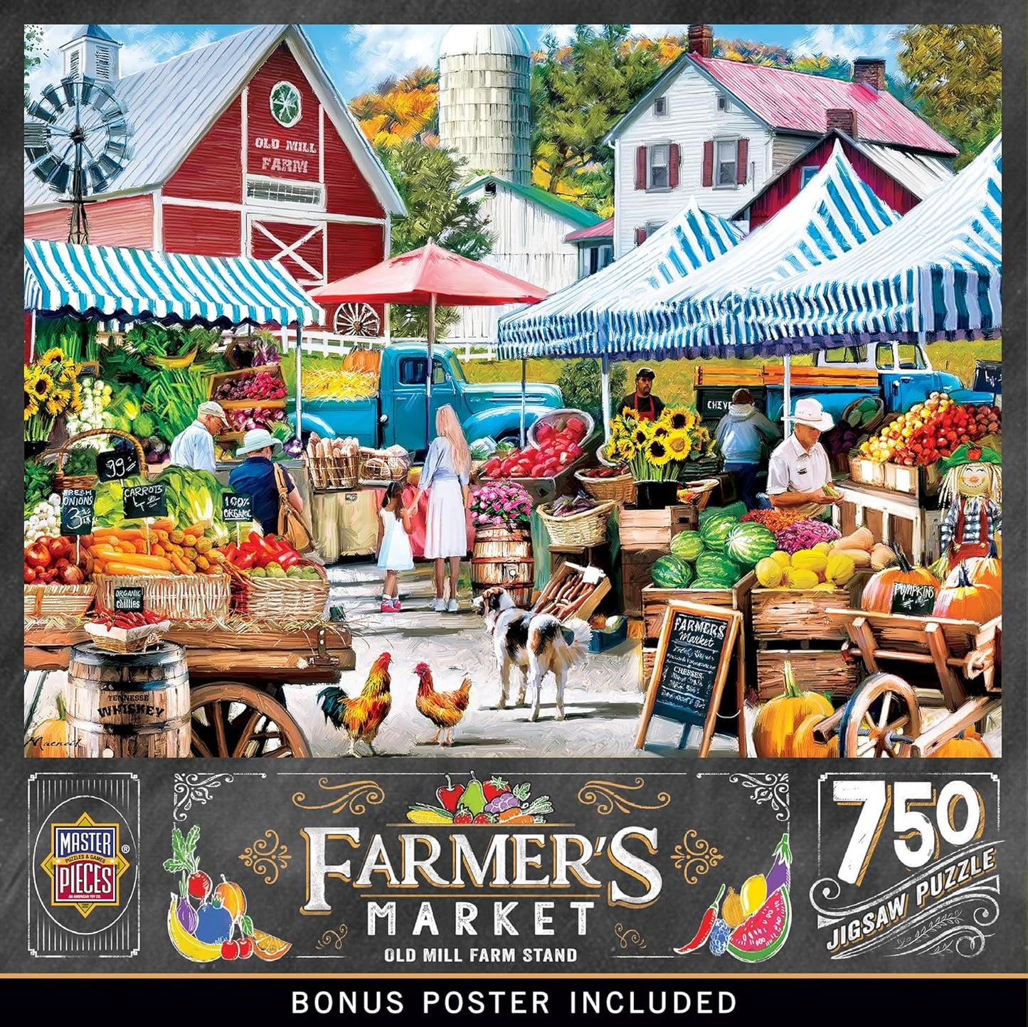 Masterpieces 750 Piece Jigsaw Puzzle For Adults and Family - Old Mill Farm Stand - 18"x24"